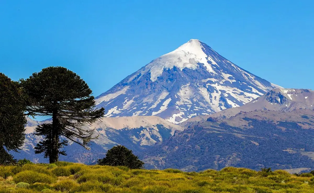 Lanin Volcano rising above the Patagonian landscape in Neuquén, Argentina