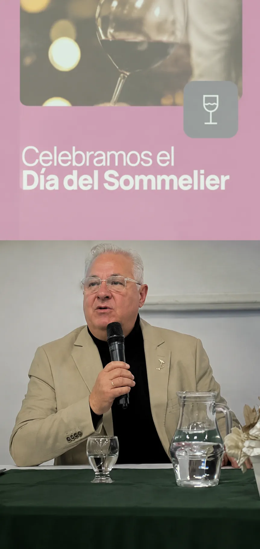 Sergio Landoni durante la celebración del Día del Sommelier en la Facultad de Turismo de la Universidad Nacional del Comahue, Neuquén