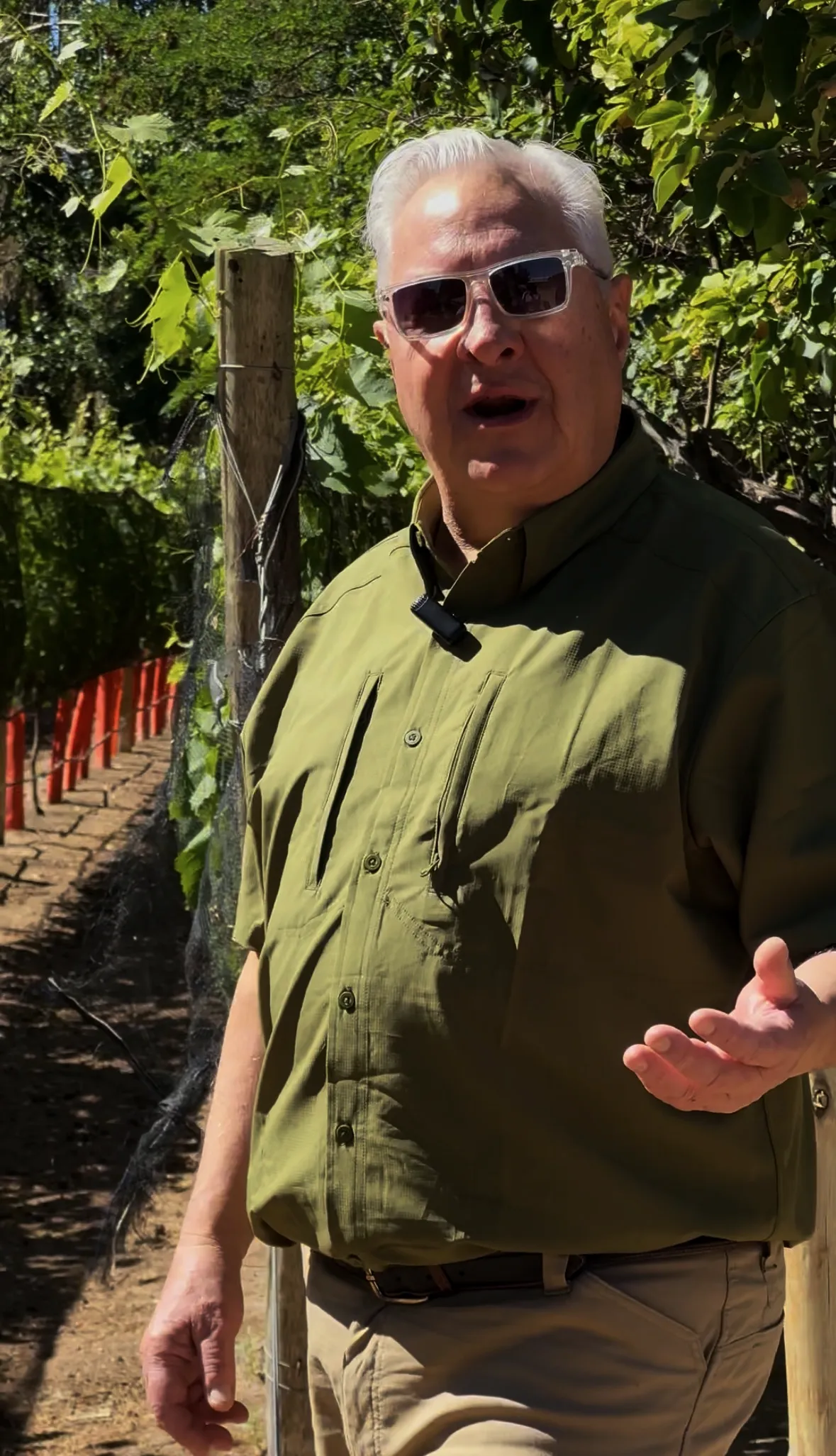 Sergio Landoni explaining a Patagonian vineyard during a wine visit
