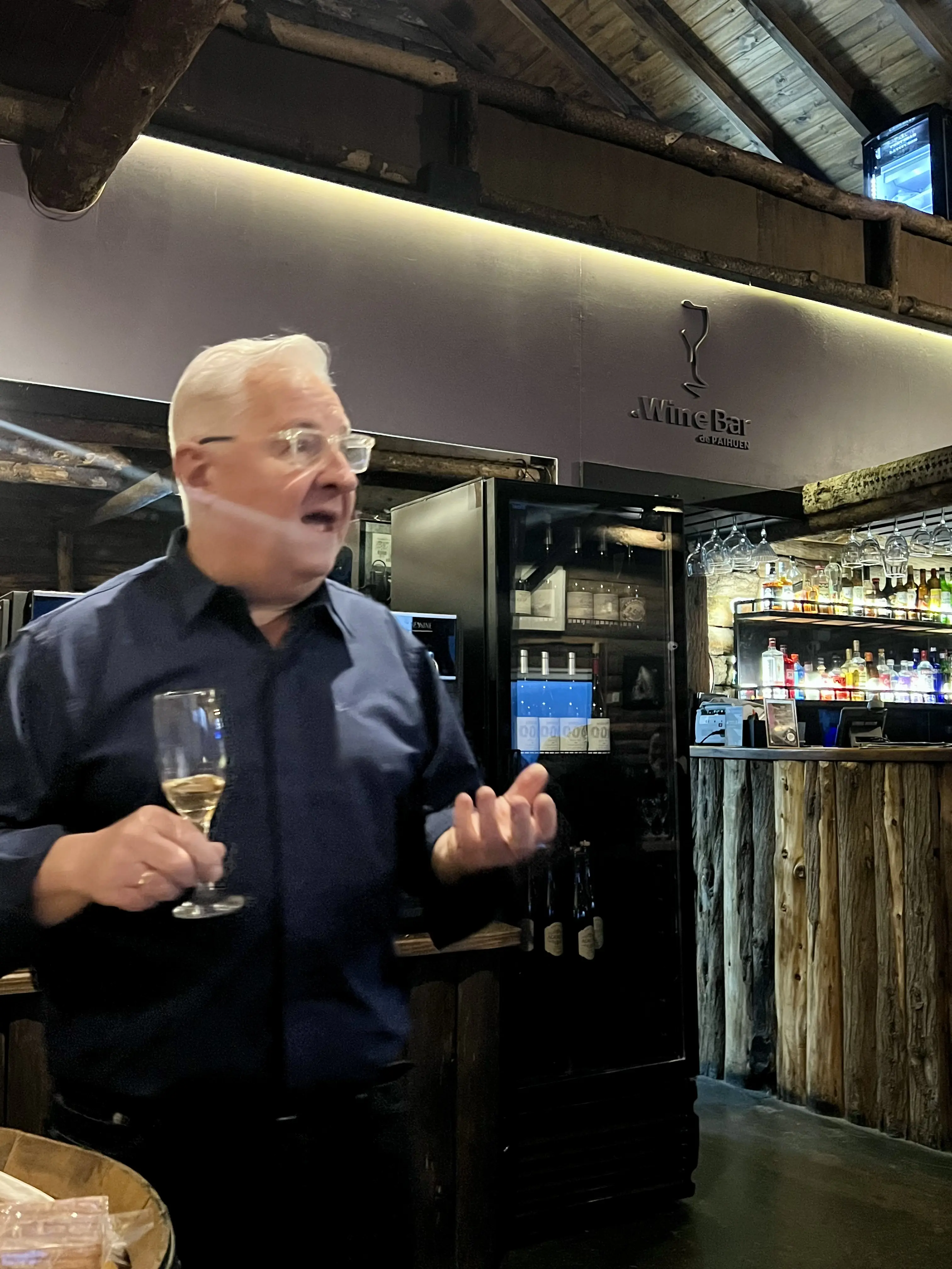 Sergio Landoni durante una presentación de vinos neuquinos en el Wine Bar de Paihuen