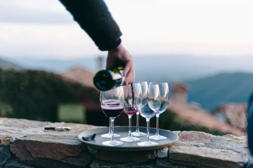 Servicio de vino en experiencia al aire libre en Patagonia
