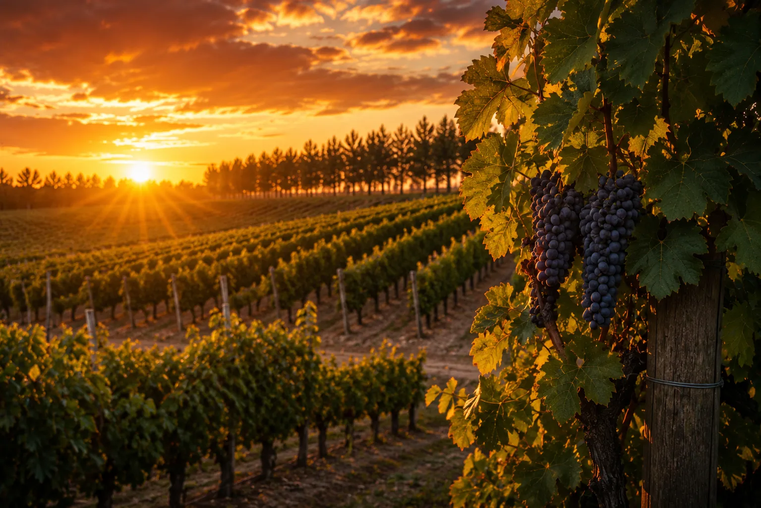 Viñedo de Pinot Noir en el paisaje de Neuquén